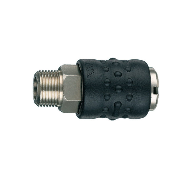 Разъём б/с 17/B 1/2M, тип "мама", соед. резьба 1/2'' нар., обрезиненный корпус.
