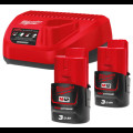 Энергокомплект MILWAUKEE M12 NRG-302 (ЗУ С12+ з 2 шт. B3 Ач)