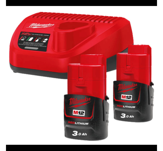 Энергокомплект MILWAUKEE M12 NRG-302 (ЗУ С12+ з 2 шт. B3 Ач)