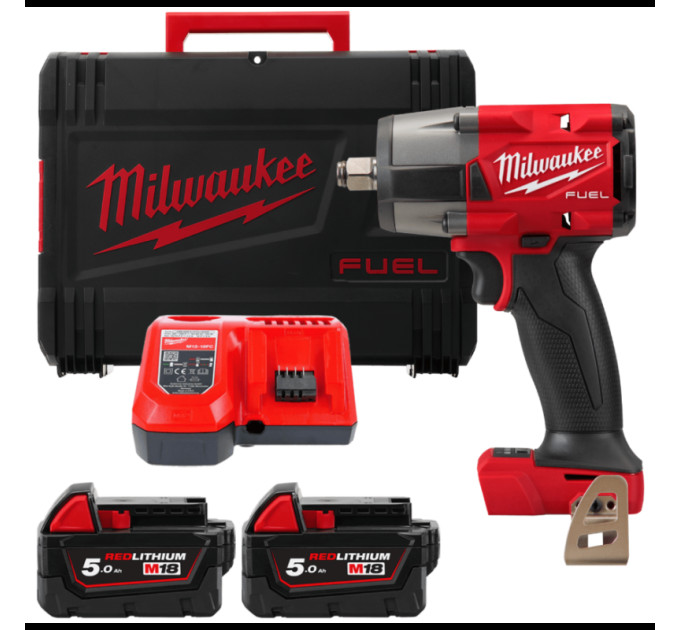 Гайковерт аккумуляторный бесщёточный MILWAUKEE 1/2" (881 Нм) M18 FMTIW2F12-502X,с кольцом