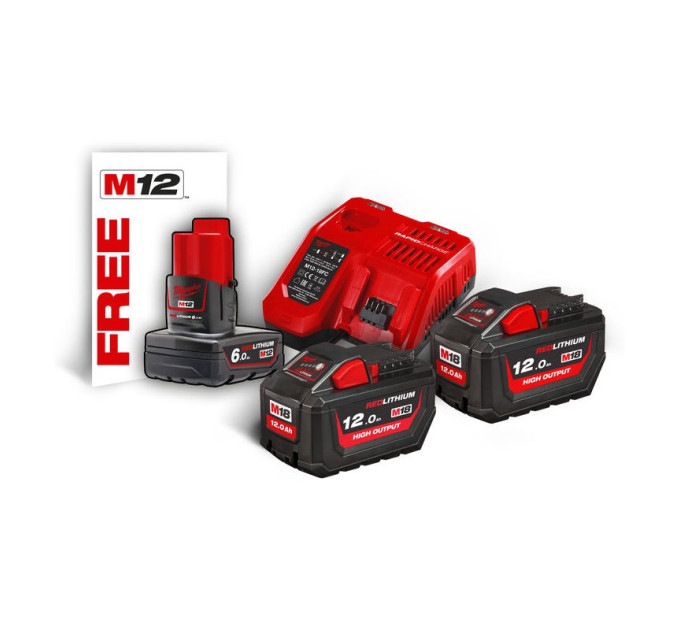 Энергокомплект MILWAUKEEM18 HNRG-122 (ЗУ M12-18FC+2акк.Х12А HВ12) + подарок аккумулятор M12 B6