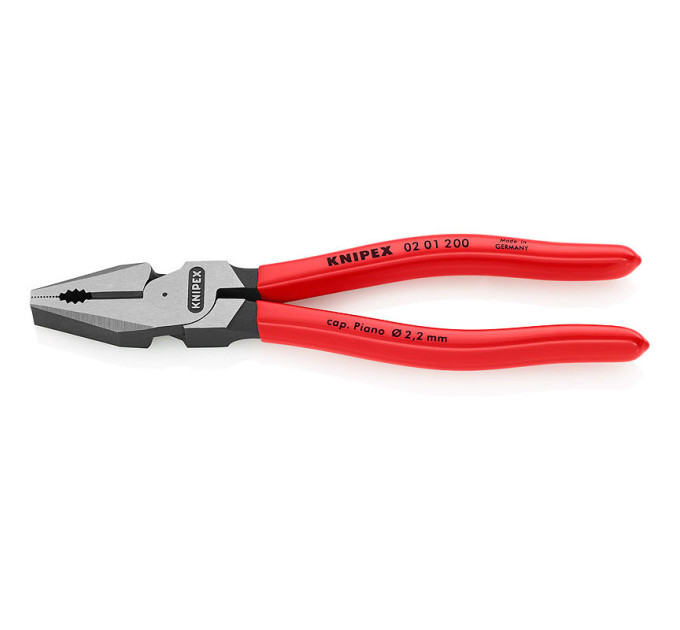 Пассатижи (плоскогубцы) особой мощности Ø13,0мм, 200мм KNIPEX 02 01 200 SB, фосфатированные