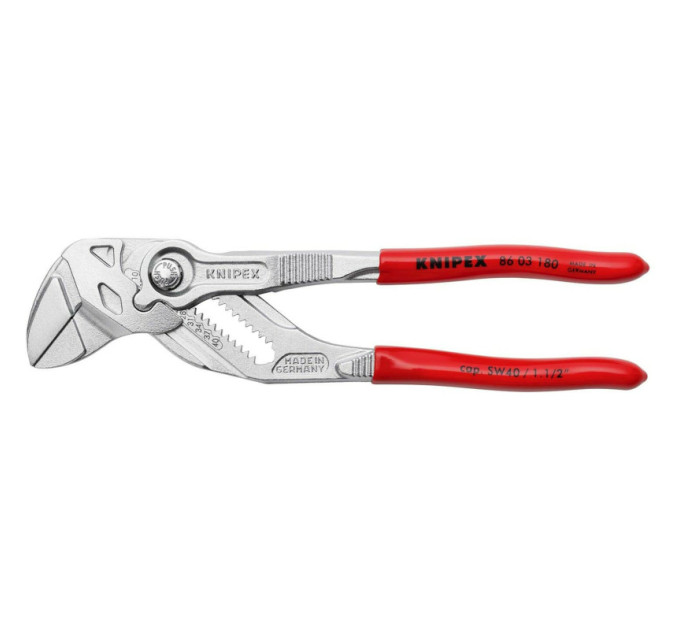 Клещи переставные-гаечный ключ, Ø40мм KNIPEX 86 03 180 SB, хромированные