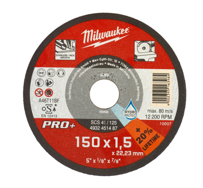 Диск отрезной по металлу MILWAUKEE, SCS 41/150х1,5 PRO+, Ø150мм