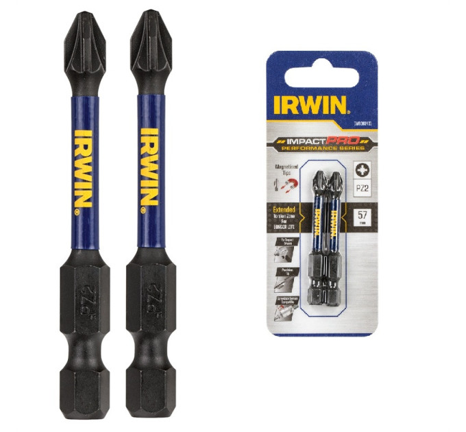 Бита IMPACT PRO 1/4"/57мм PZ3 2шт, IRWIN