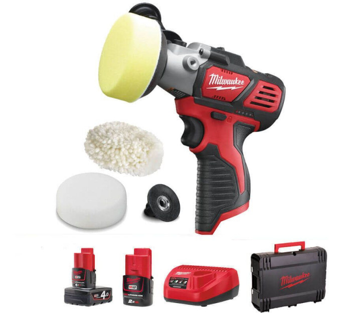 Машина полировальная аккумуляторная MILWAUKEE M12 BPS-421X (ЗУ+2Ач+4Ач+кейс)