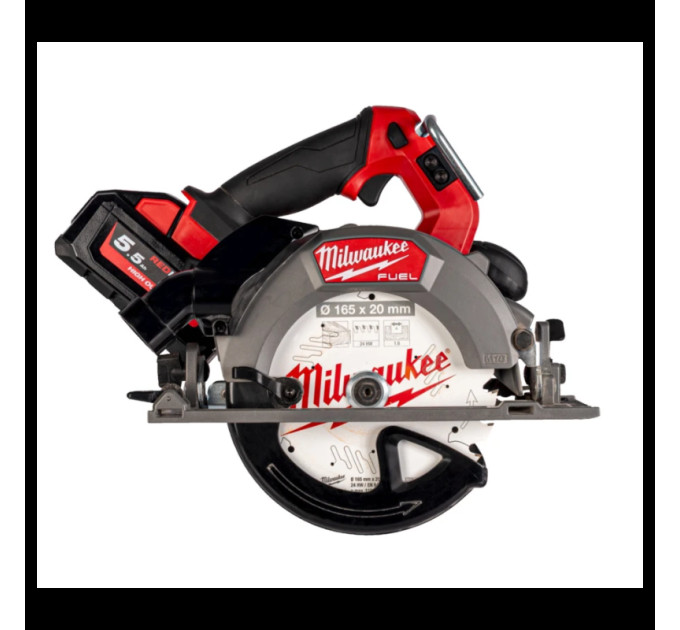 Пила дисковая аккумуляторная бесщеточная MILWAUKEE, M18 FCSDC165-552C, Ø165мм (ЗУ, 2х5.5Ач, кейс)