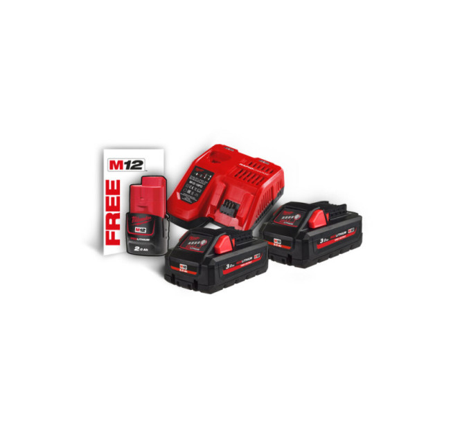 Энергокомплект MILWAUKEE M18 HNRG-302 (ЗУ M12-18FC+2акк.Х3А HВ3)+ подарок аккумулятор M12 B2