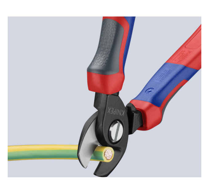 Ножницы для резки кабелей, Ø15мм / 50мм², 165 мм KNIPEX 95 12 165 T, с страховкой фосфатированные