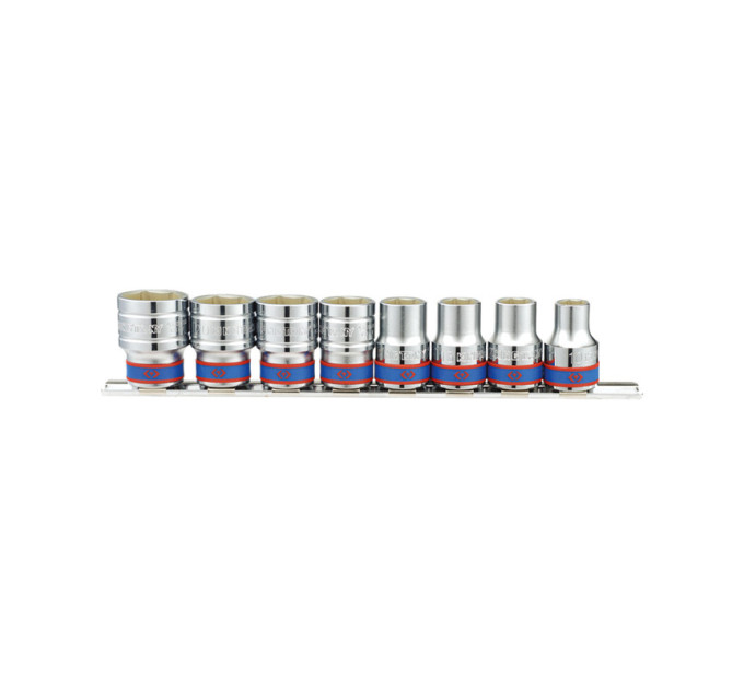 Набор головок 1/2" 8 ед. 6-ти гранные, (10-22mm) на планке