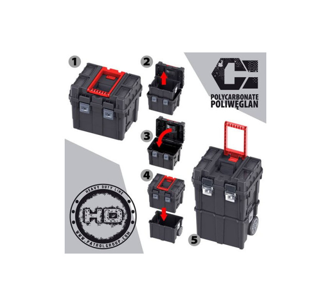 Ящик для инструментов на колесах QBRICK Wheelbox HD Compact Logic Black PA (450x350x645мм)