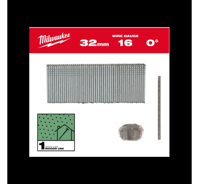 Гвозди оцинкованные с Т-образной головкой MILWAUKEE 16G/0°/32мм, (5000шт)