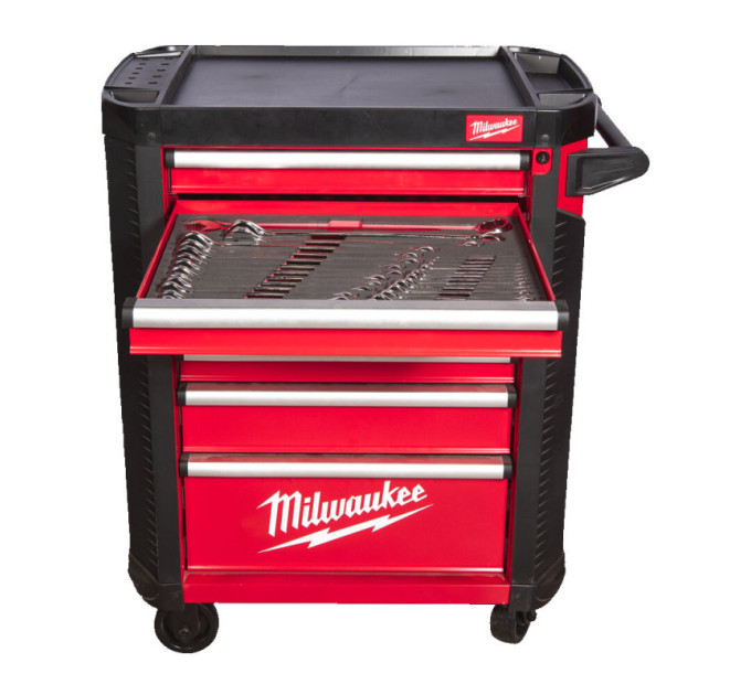 Тележка инструментальная MILWAUKEE, SRC30-1, 30''/78см, 7 полок, с комплектом инструмента (206шт)