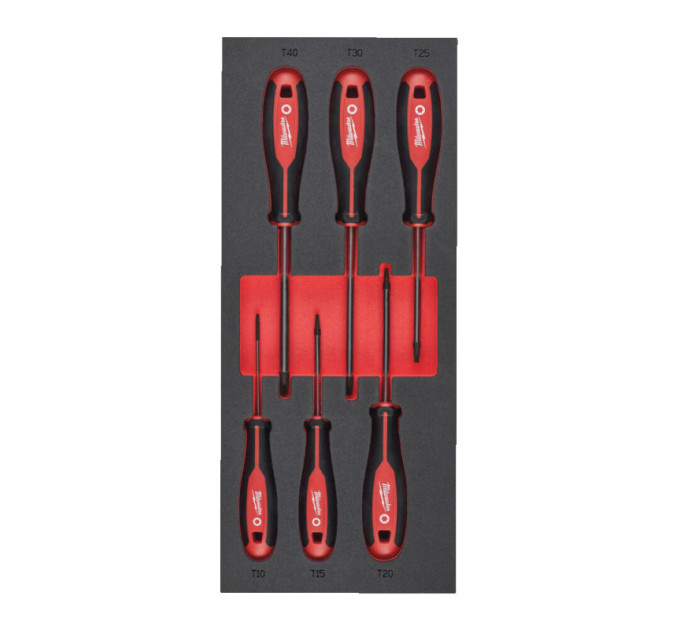 Ложемент с отвертками с трехгранными рукоятками TORX (6шт) MILWAUKEE (45х175,8х417мм) для тележек