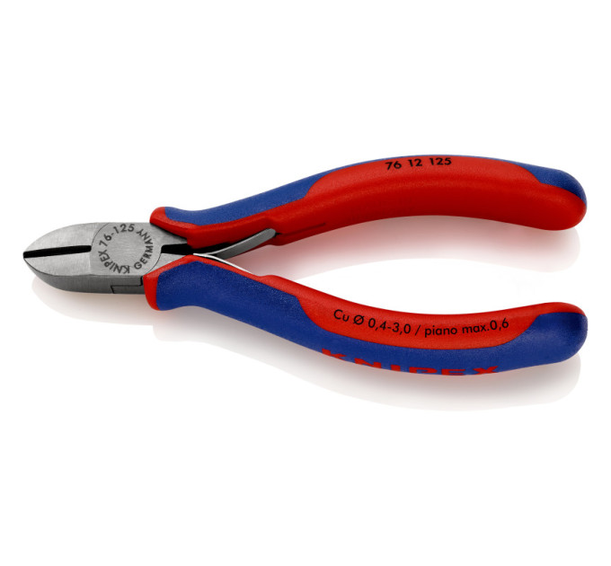 Кусачки боковые (бокорезы) для электроники, Ø3,0мм, 125мм KNIPEX 76 12 125, полированные