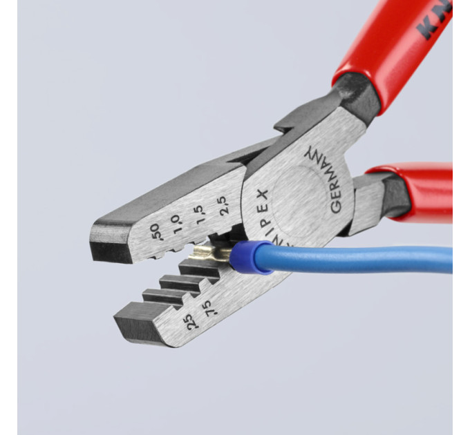 Инструмент для обжима контактных гильз 0,25-2,5мм², 145мм KNIPEX 97 61 145 А, фосфатированный