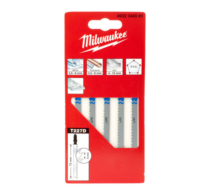 Полотна для лобзика T218A MILWAUKEE, 75х3, 0мм, (5шт)