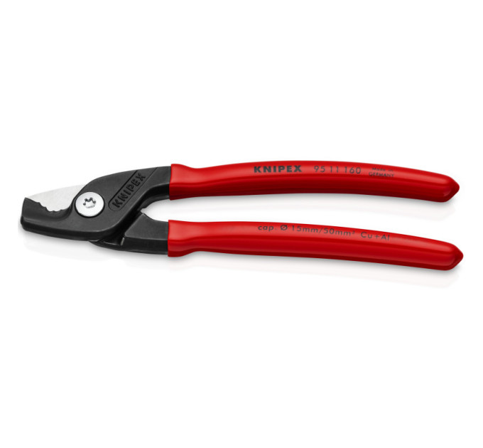 Ножницы для резки кабелей Ø15мм / 50мм², 160мм KNIPEX, 95 11 160 SB, фосфатированные