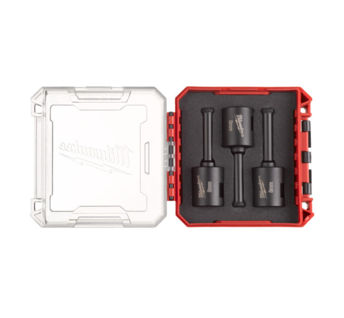 Набор коронок алмазных Diamond Max PACKOUT MILWAUKEE М14, Ø8мм (3шт) (сухое сверление)