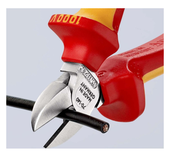 Кусачки боковые (бокорезы), Ø4,0мм, 140мм VDE KNIPEX 70 06 140, хромированные