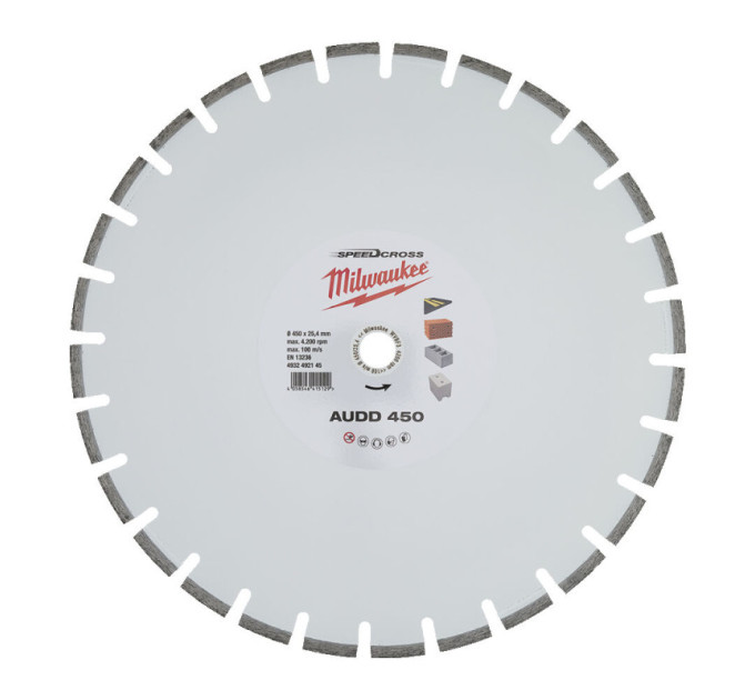 Диск алмазный Speedcross MILWAUKEE AUDD 450, Ø450мм (бетон, кирпич, асфальт)