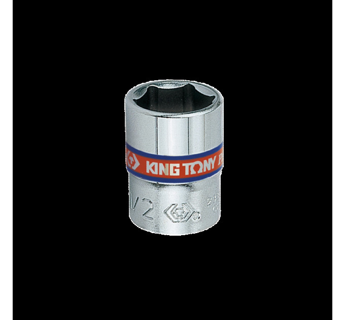 Головка торцевая хромированная 1/4" KING TONY, 1/2", (6 гранн.)