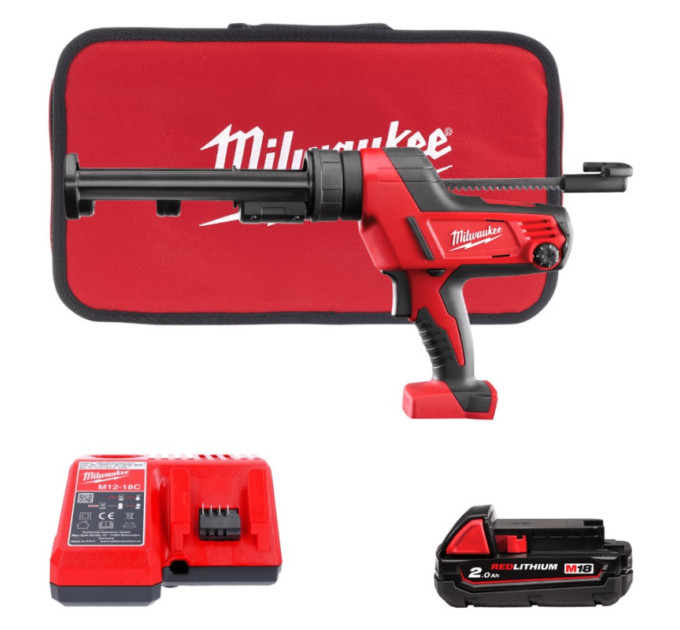 Пистолет для герметика аккумуляторный MILWAUKEE C18 PCG/310C-201B (310мл) (ЗУ+1акк.Х2Ач+сумка)