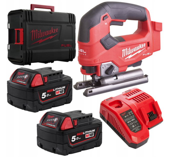 Пила лобзикова акумуляторна безщіткова MILWAUKEE M18 FJS-502X (ЗУ+2акк.Х5Ач+HDкейс)