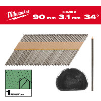 Гвозди оцинкованные с D-образной головкой MILWAUKEE 2,8/34°/90мм (2200шт)
