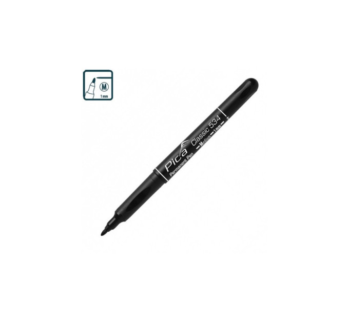 Маркер перманентный Pica 534/46 Classic Permanent Pen Medium, тонкий, черный