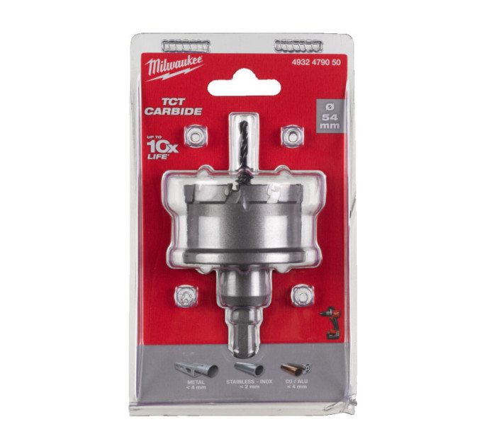 Цельная коронка Holesaw TCT MILWAUKEE для стали/нержавеющей стали, Ø54мм