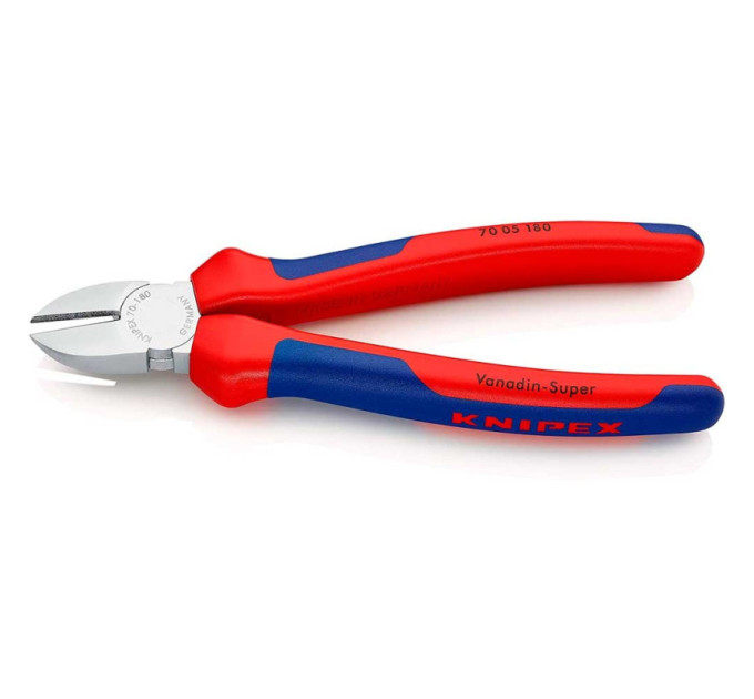 Кусачки боковые (бокорезы), Ø4,0мм, 180мм KNIPEX 70 05 180, хромированные
