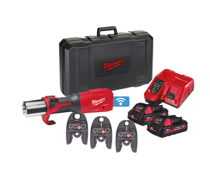 Обжимник гідравлічний акумуляторний для труб MILWAUKEE M18 ONEBLHPT-302C U-SET (ЗУ+3Х2Ач+кейс)