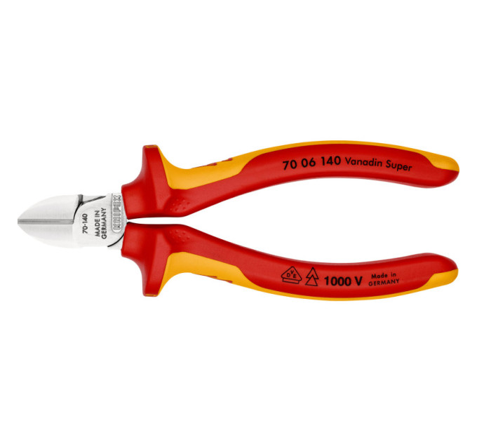 Кусачки боковые (бокорезы), Ø4,0мм, 140мм VDE KNIPEX 70 06 140 SB, хромированные