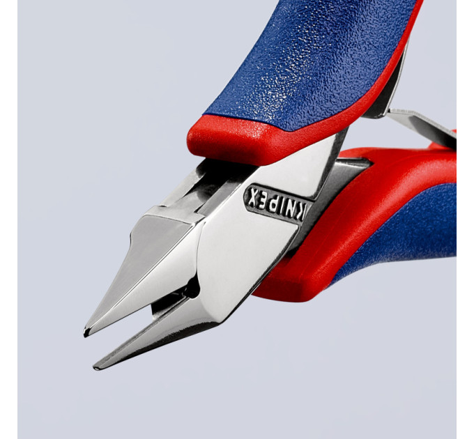 Кусачки боковые (бокорезы) для электроники, Ø0,8мм, 125мм KNIPEX 77 72 115 SB, хромированные