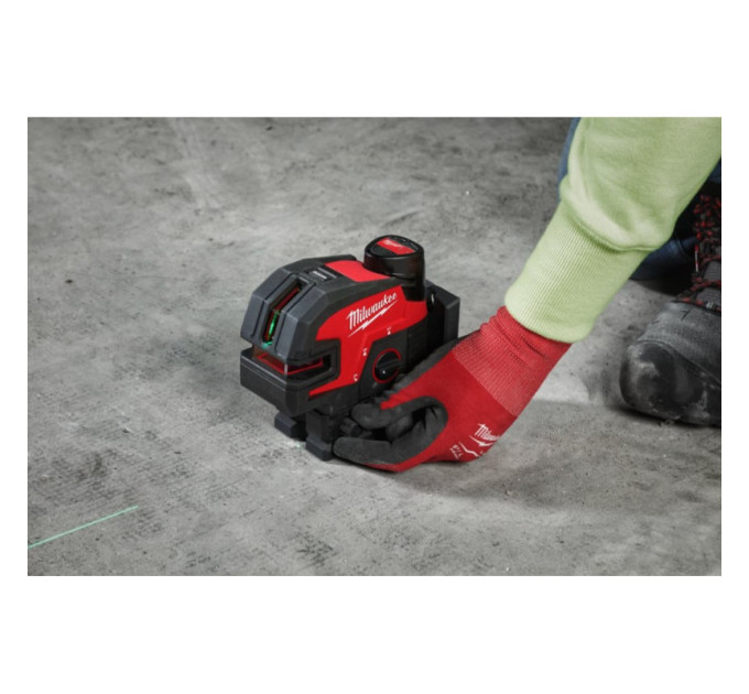 Нивелир 4х точечный лазерный аккумуляторный MILWAUKEE M12 CLL4P-0C (зелёный луч)
