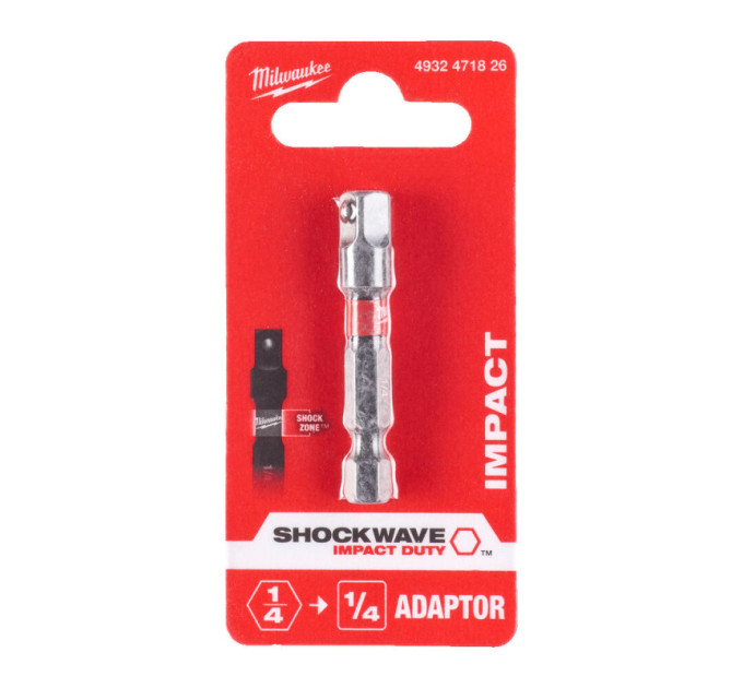 Переходник ShW MILWAUKEE, с 1/4'' Hex на 1/4'' квадратный хвостовик