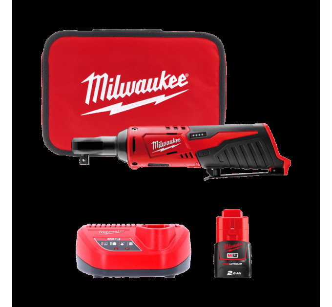 Трещётка аккумуляторная бесщёточная MILWAUKEE 3/8" (47 Нм) M12 IR-201B (ЗУ+1акк.Х2Ач+сумка)