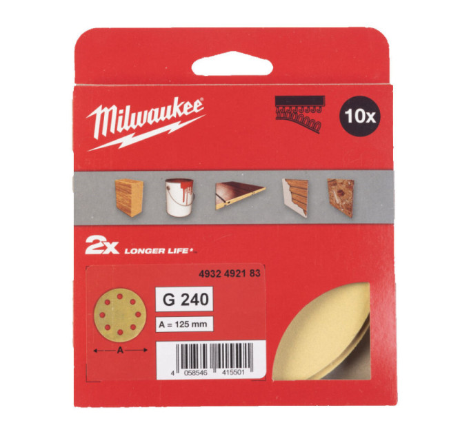 Шліфувальне коло HP MILWAUKEE Ø125/8 HL, зерно 240, (10шт)