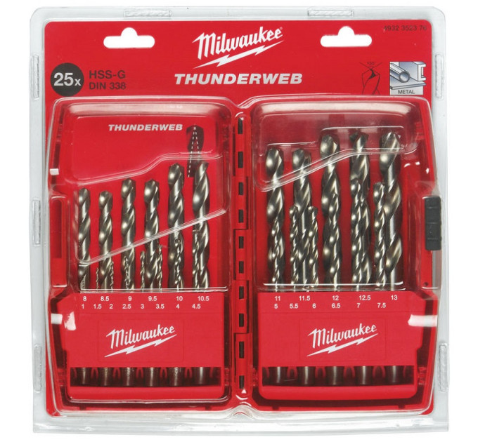 Набор сверл по металлу THUNDERWEB HSS-G MILWAUKEE, DIN-338, (Ø1-13мм) (замена на 4932493870)