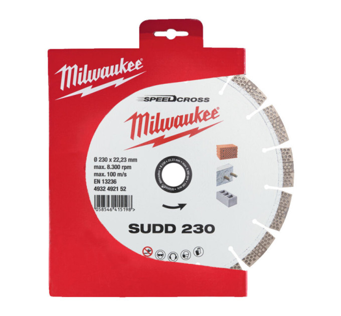 Диск алмазный Speedcross MILWAUKEE SUDD 230, Ø230мм (железобетон, кирпич)
