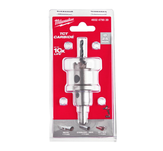 Цельная коронка Holesaw TCT MILWAUKEE для стали/нержавеющей стали, Ø25мм