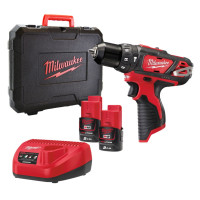 Дриль-шуруповерт акумуляторна ударна MILWAUKEE M12 BPD-202X (30 Нм) (ЗУ+2ак.Х2Ач+кейс)