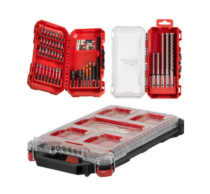 Набір бітів ShW і бурів SDS-PLUS MX4 MILWAUKEE в органайзері PACKOUT(4932498297/4932492004/4932471065)