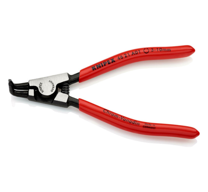 Щипцы для наружных стопорных колец загнутые 90°, Ø3-10мм KNIPEX 46 21 A01, Ø0,9мм фосфатированные