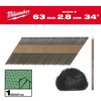 Гвозди с кольцевой накаткой и D-образной головкой MILWAUKEE 2,8/34°/63мм (2200 шт)