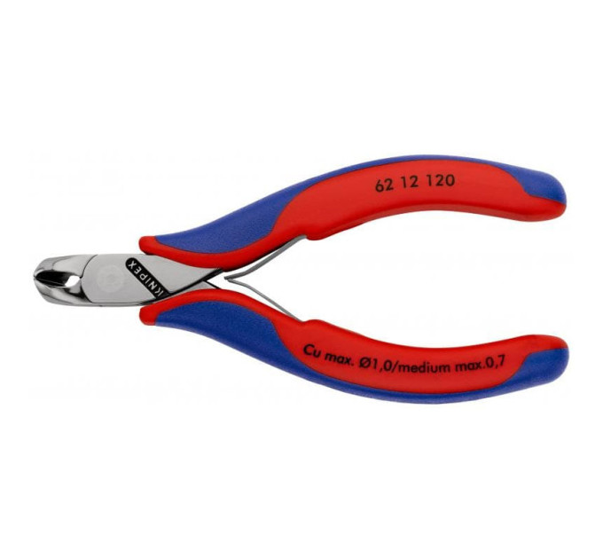 Кусачки боковые (бокорезы) для электроники, 15°, Ø1,0мм, KNIPEX 62 12 120, полированные