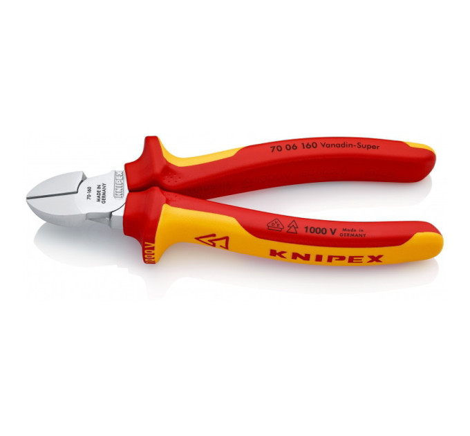 Кусачки боковые (бокорезы), Ø4,0мм, 160мм VDE KNIPEX 70 06 160, хромированные