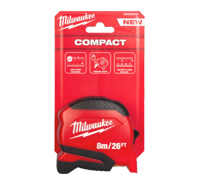Рулетка Pro Compact MILWAUKEE (Gen 2), 8м/26фт, (25мм)