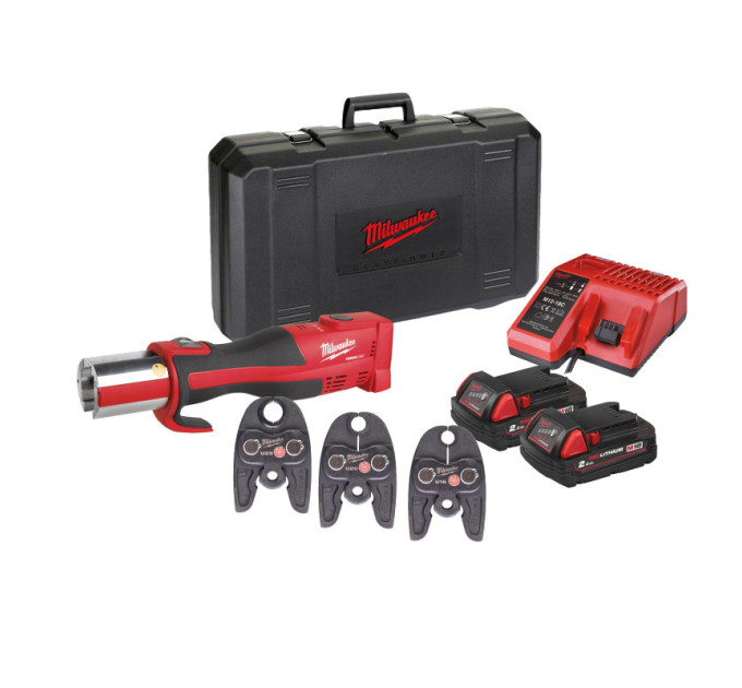 Обтискач гідравлічний акумуляторний для труб MILWAUKEE M18 BLHPT-202C (ЗУ+2Х2Ач+кейс)